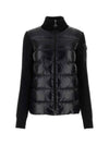 Padded Wool Cardigan Black - MONCLER - BALAAN 7