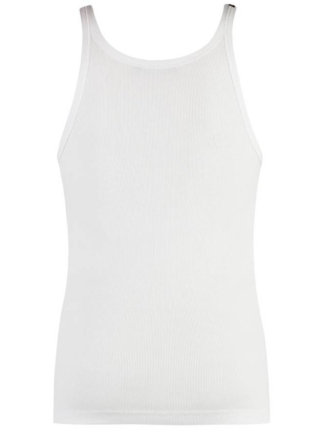 Logo Patch Detail Tank Top Sleeveless White - DOLCE&GABBANA - BALAAN 3