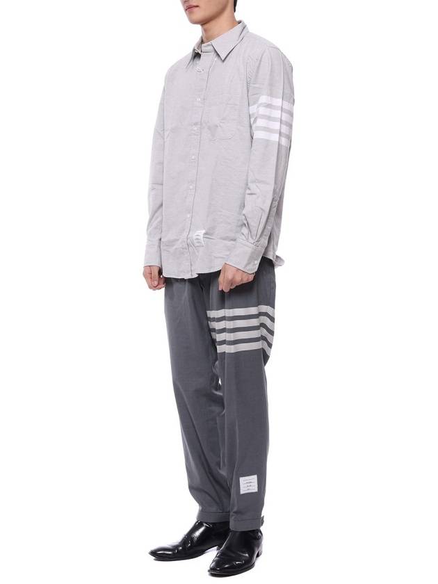 4 Bar Stripe Plain Weave Track Pants Medium Grey - THOM BROWNE - BALAAN 5