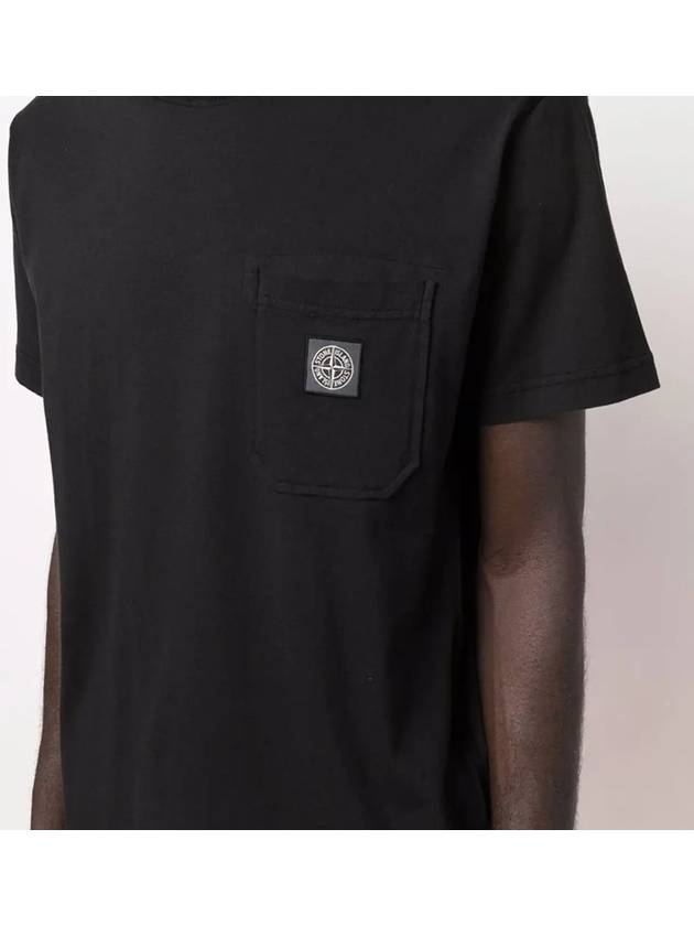 Wappen Logo Patch Pocket Short Sleeve T-Shirt Black - STONE ISLAND - BALAAN 4