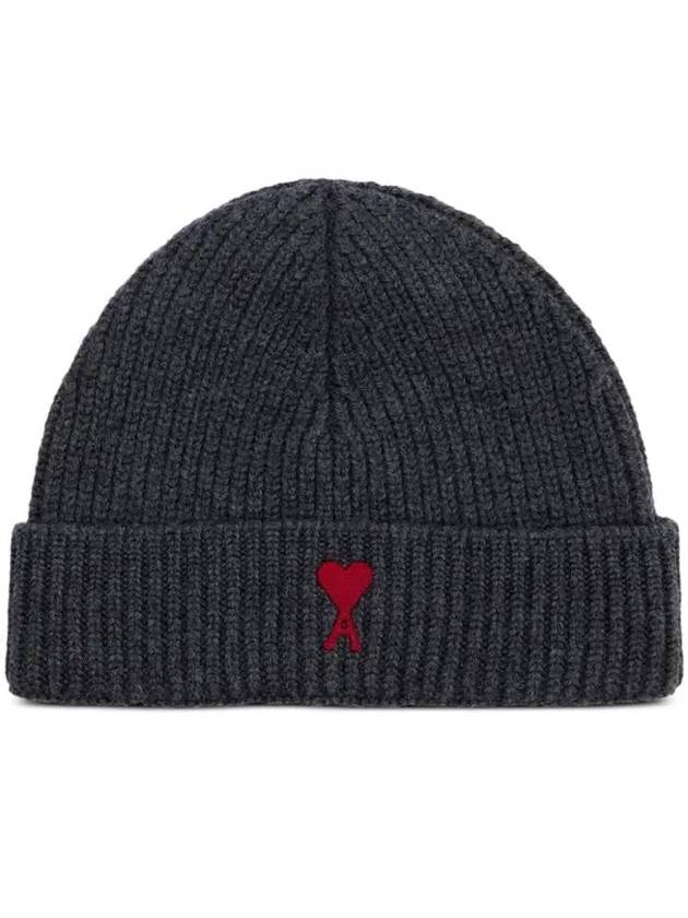 Heart Logo Wool Beanie Heather Grey - AMI - BALAAN 2