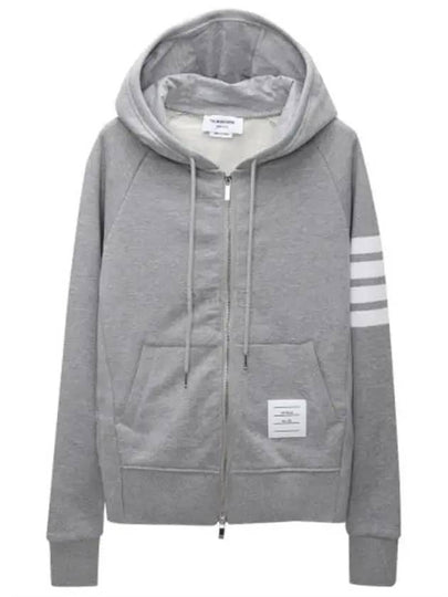 Engineered 4-Bar Stripe Loopback Jersey Knit Zip Up Hoodie Light Grey - THOM BROWNE - BALAAN 2