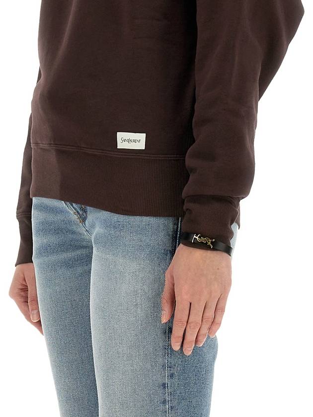 Crew Neck Sweatshirt Taupe Fonce - SAINT LAURENT - BALAAN 5