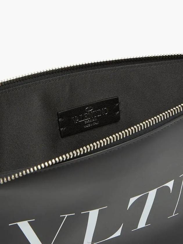 VLTN Logo Strap Handle Clutch Bag Black - VALENTINO - BALAAN 5