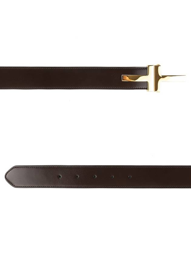 Double T Buckle Leather Belt Brown - TOM FORD - BALAAN 2