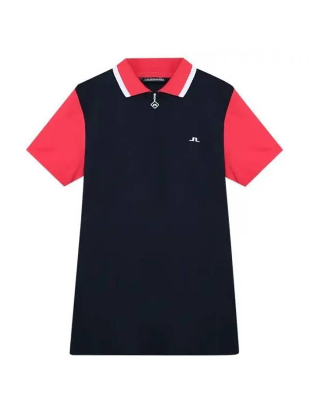 Women's Antonia Short Sleeve Polo Shirt Navy - J.LINDEBERG - BALAAN 1