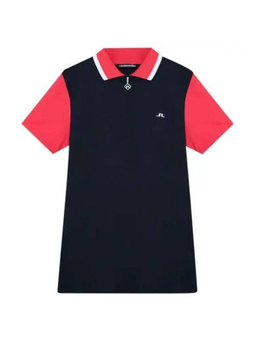 Women's Antonia Short Sleeve Polo Shirt Navy - J.LINDEBERG - BALAAN 1