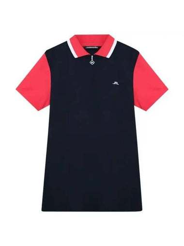 Women's Antonia Short Sleeve Polo Shirt Navy - J.LINDEBERG - BALAAN 1