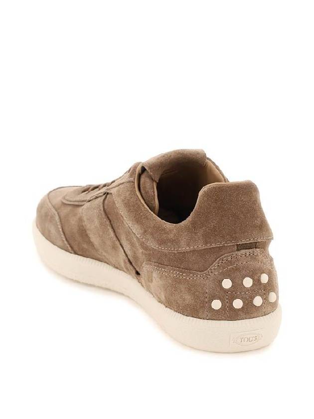 Stamp Logo Suede Low Top Sneakers Brown - TOD'S - BALAAN 4