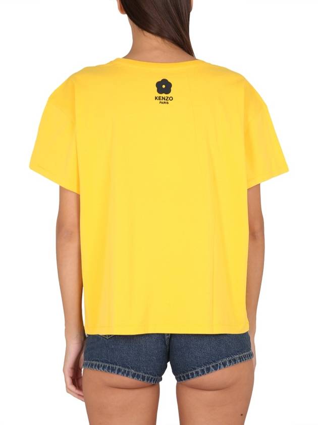 Elephant Cotton Short Sleeve T-Shirt Yellow - KENZO - BALAAN 4