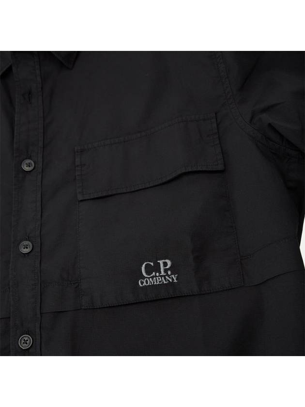 Cotton Rip-Stop Short Sleeve Shirt Black - CP COMPANY - BALAAN 4