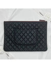 Large Classic Caviar Silver Logo Clutch Bag Black - CHANEL - BALAAN 3