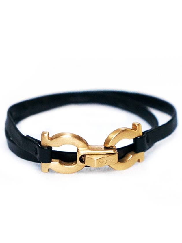 Ferragamo 2 line strap leather gold bracelet - SALVATORE FERRAGAMO - BALAAN 3