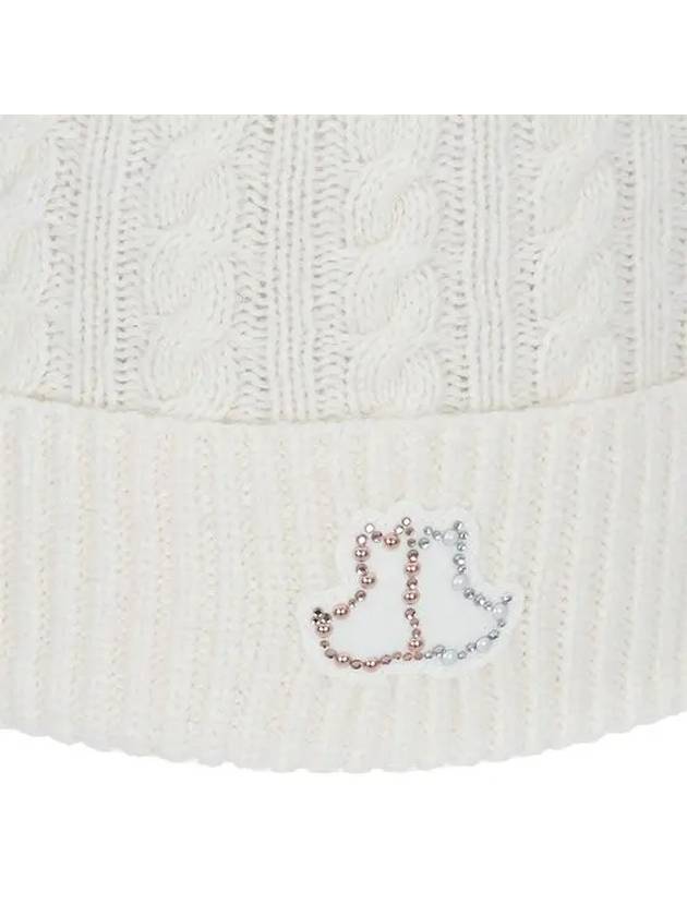 Women s Cashmere Knit Beanie 8504LXAK IVORY - BLACK&WHITE - BALAAN 5