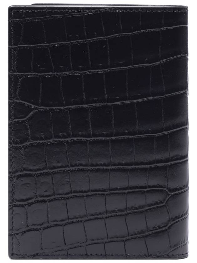 Monogram Crocodile Card Passport Wallet Black - SAINT LAURENT - BALAAN 5