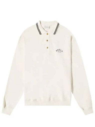 Drold Monsieur Logo Polo Long Sleeve T Shirt Cream ASW109CO001 - DROLE DE MONSIEUR - BALAAN 1