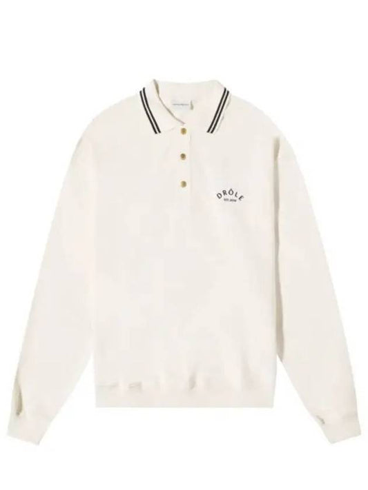 Drold Monsieur Logo Polo Long Sleeve T Shirt Cream ASW109CO001 - DROLE DE MONSIEUR - BALAAN 1