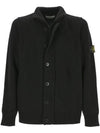 Wappen High Neck Button Up Wool Cardigan Black - STONE ISLAND - BALAAN 2