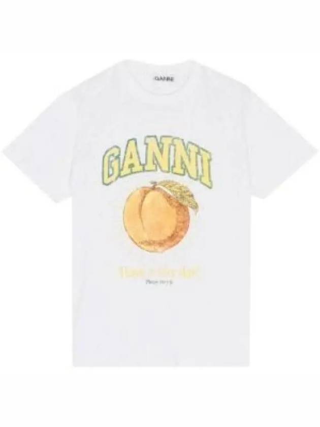 Women's Relaxed Peach Print Short Sleeve T-Shirt White - GANNI - BALAAN 2