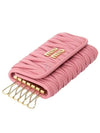 Gold Logo Plaque Matelasse Leather Key Holder Pink - MIU MIU - BALAAN 2