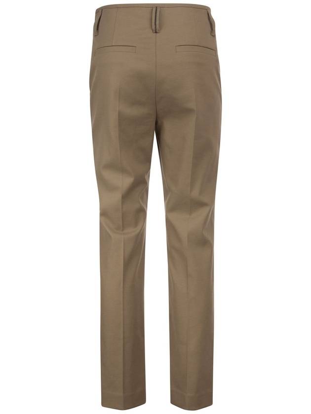 Stretch Cotton Straight Pants Beige - BRUNELLO CUCINELLI - BALAAN 3