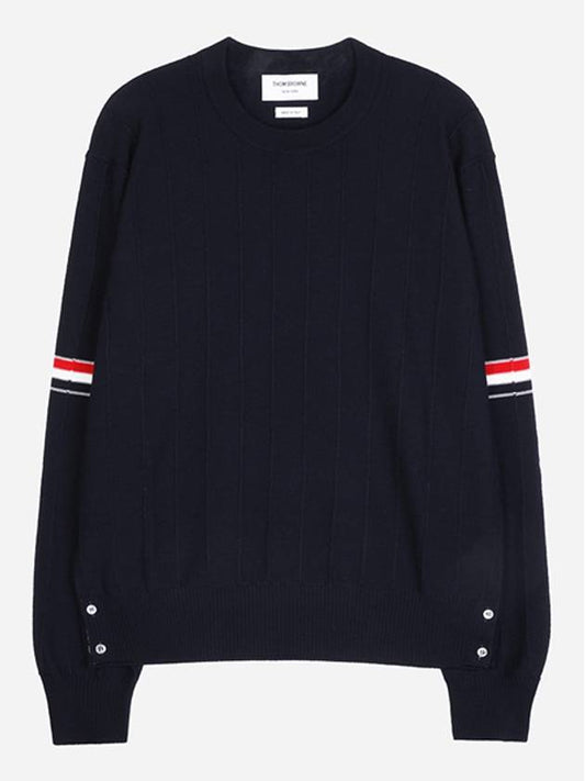 Wool Relaxed Pullover Knit Top Navy - THOM BROWNE - BALAAN 2