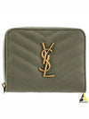 Monogram Compact Zipper Half Wallet Green - SAINT LAURENT - BALAAN 2