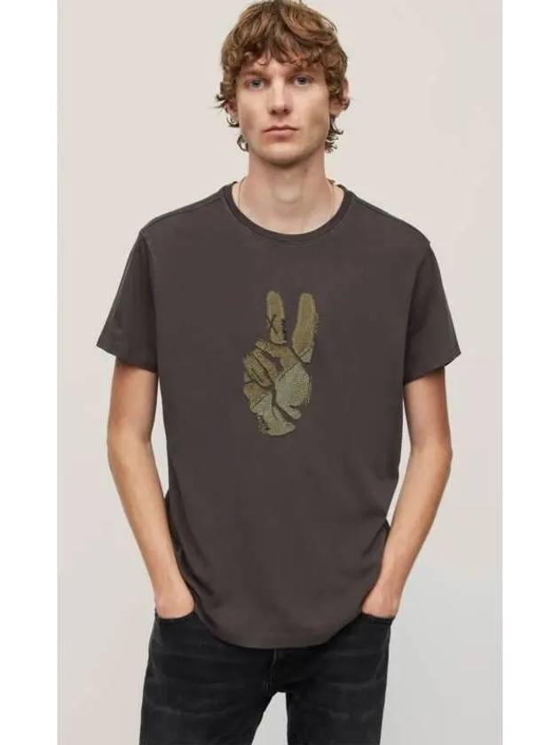 Broken Peace Sign Tee KG5829Y2 013 Natural Black 270594 - JOHN VARVATOS - BALAAN 1