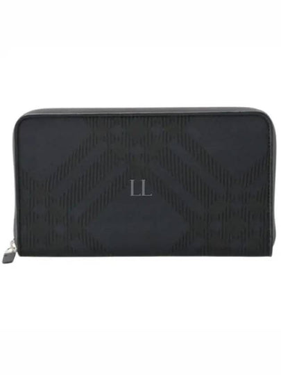 Check Jacquard Large Zip Long Wallet Black - BURBERRY - BALAAN 2