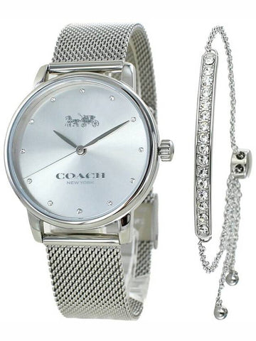 Coach Grand Quartz Crystal Silver Dial Watch and Bracelet Gift Set 14000076 - COACH - BALAAN 1