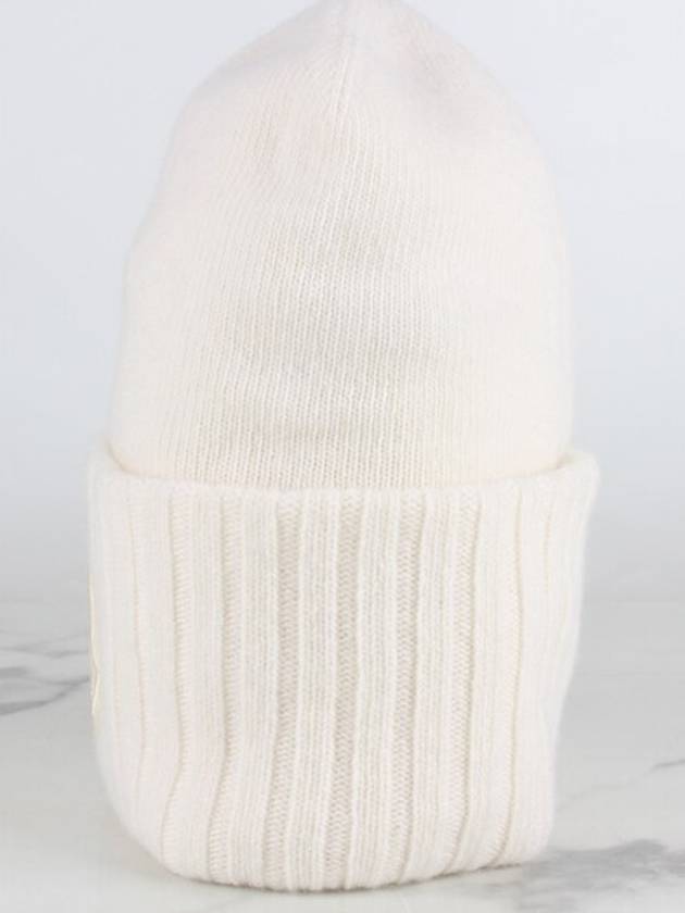 Women s Beige Wool Logo Beanie OS - MONCLER - BALAAN 3