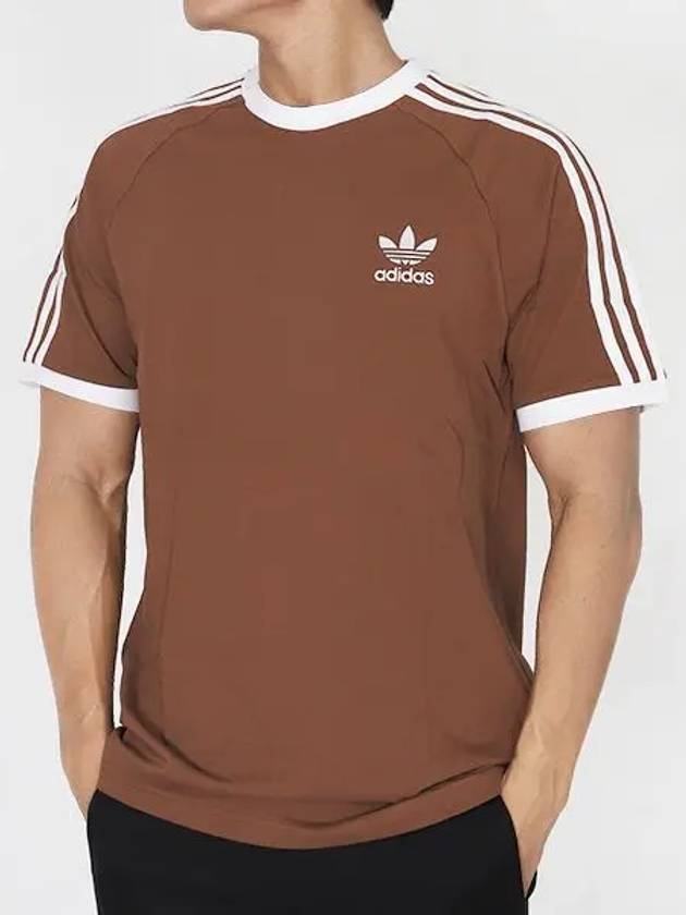 3 Stripe Classic Short Sleeve T-shirt Brown - ADIDAS - BALAAN 2