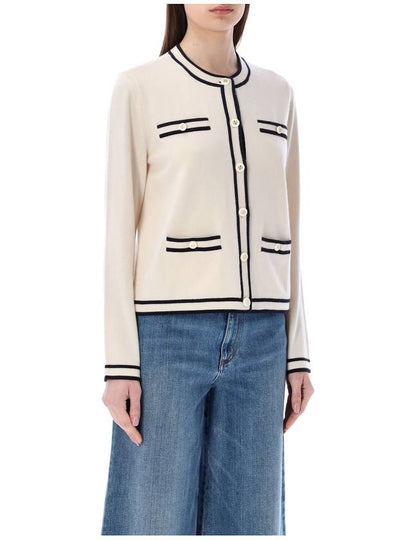 Kendra Button-Up Crew Neck Cardigan Ivory - TORY BURCH - BALAAN 2