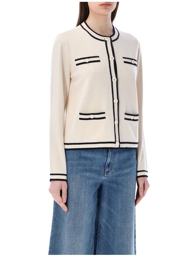 Kendra Button-Up Crew Neck Cardigan Ivory - TORY BURCH - BALAAN 1