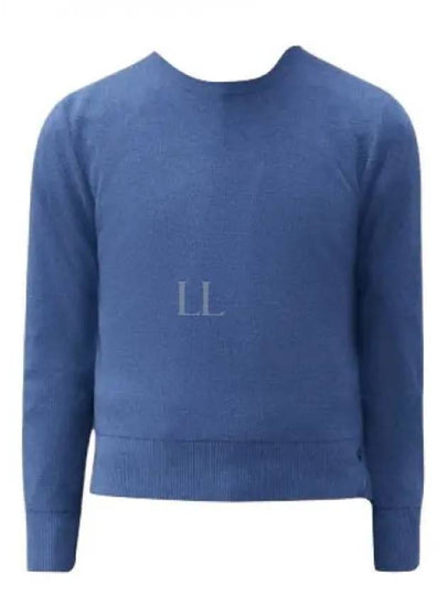 Textured Back Stripe Crewneck Cotton Knit Top Dark Blue - THOM BROWNE - BALAAN 2