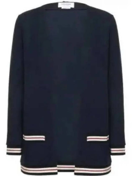 Cricket Stripe Lightweight Textured Cotton V-Neck Cardigan Navy - THOM BROWNE - BALAAN 2