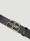 BB Vintage Silver Double Logo Buckle Leather Belt Black - BALENCIAGA - BALAAN 3