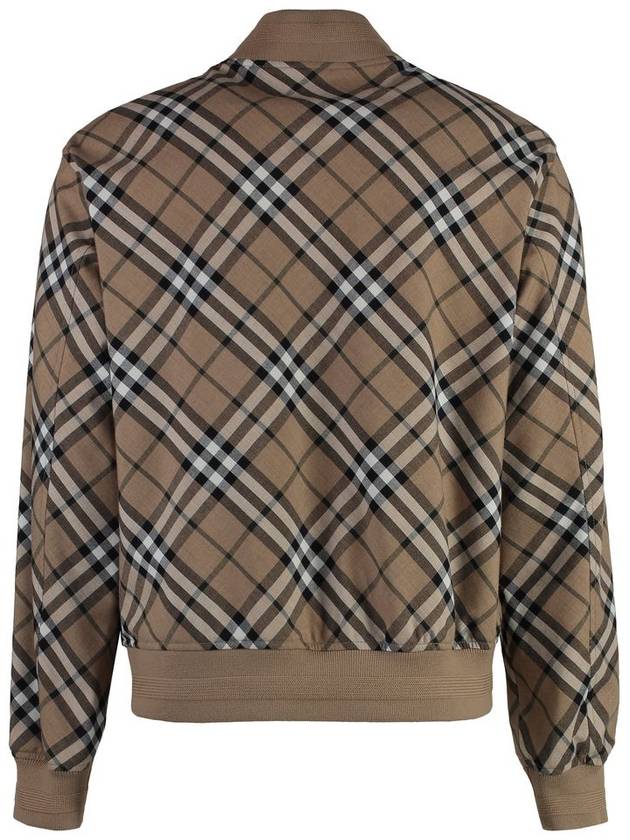 Harrington Check Wool Blend Zip-Up Jacket Brown - BURBERRY - BALAAN 3