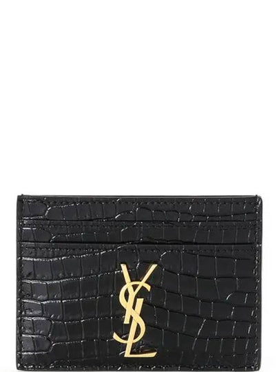 Cassandre Crocodile Embossed Leather Card Wallet Black - SAINT LAURENT - BALAAN 2