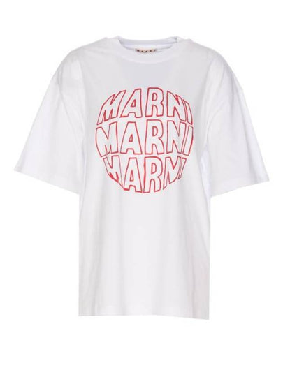 Logo Print Cotton Short Sleeve T-Shirt White - MARNI - BALAAN 2