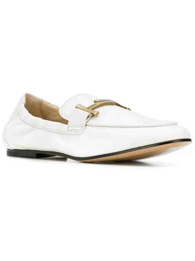 Women's Double T Leather Loafers White - TOD'S - BALAAN 4