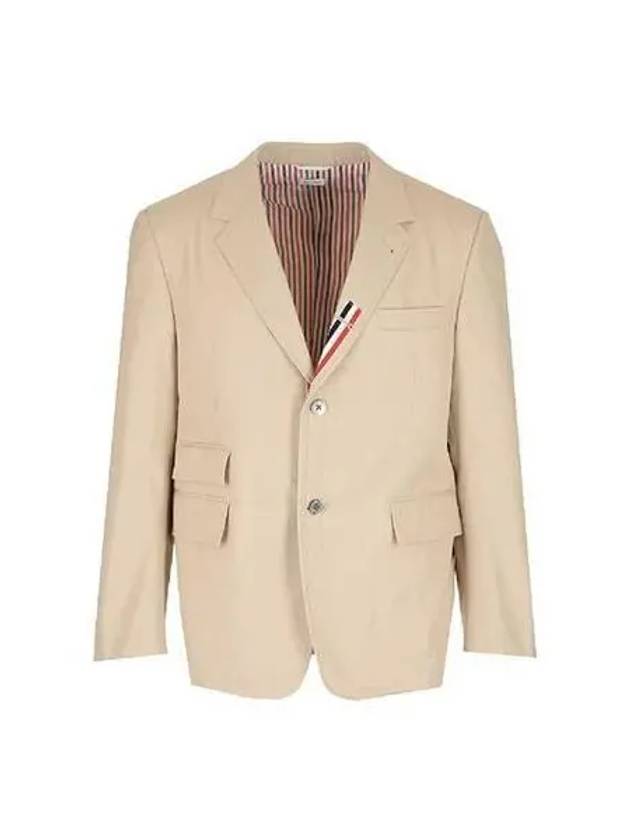 Typewriter Cloth Jacket Beige Navy MJC328E 04502 - THOM BROWNE - BALAAN 1