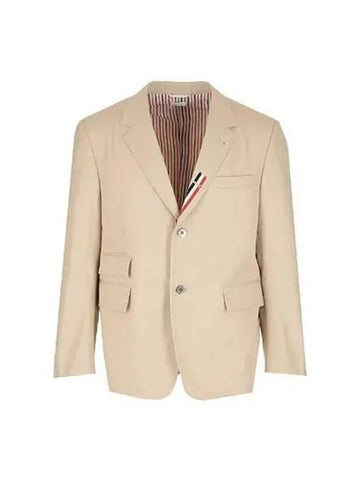 Typewriter Cloth Jacket Beige Navy MJC328E 04502 - THOM BROWNE - BALAAN 1