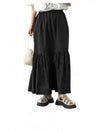 Cotton Poplin Maxi Flounce Long A-Line Skirt Black - GANNI - BALAAN 2