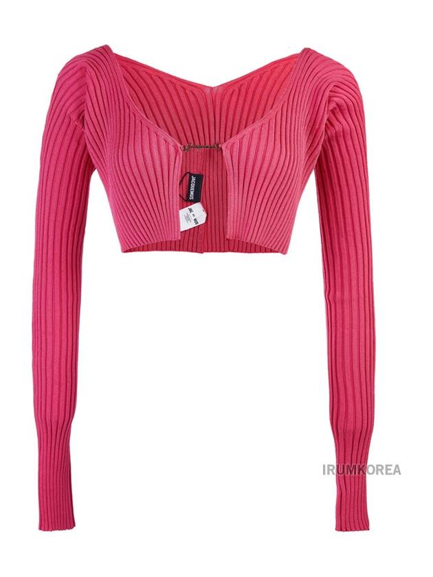 La Maille Pralu Micro Charm Logo Cardigan Pink - JACQUEMUS - BALAAN 2