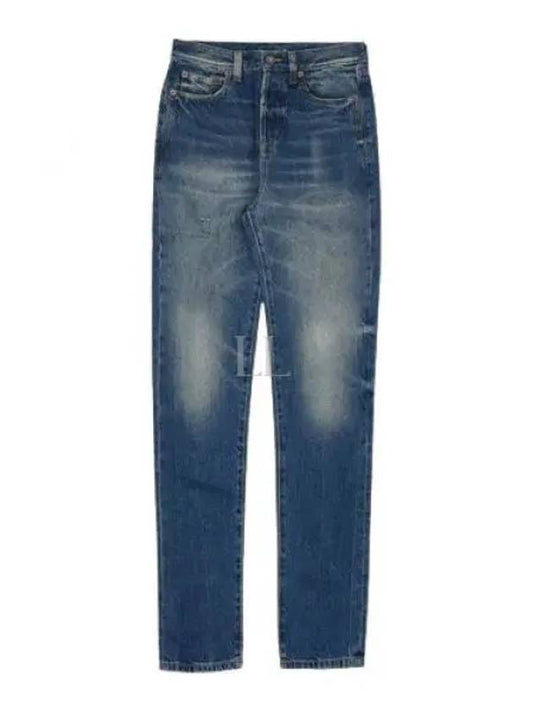 Denim Straight Jeans Blue - SAINT LAURENT - BALAAN 2