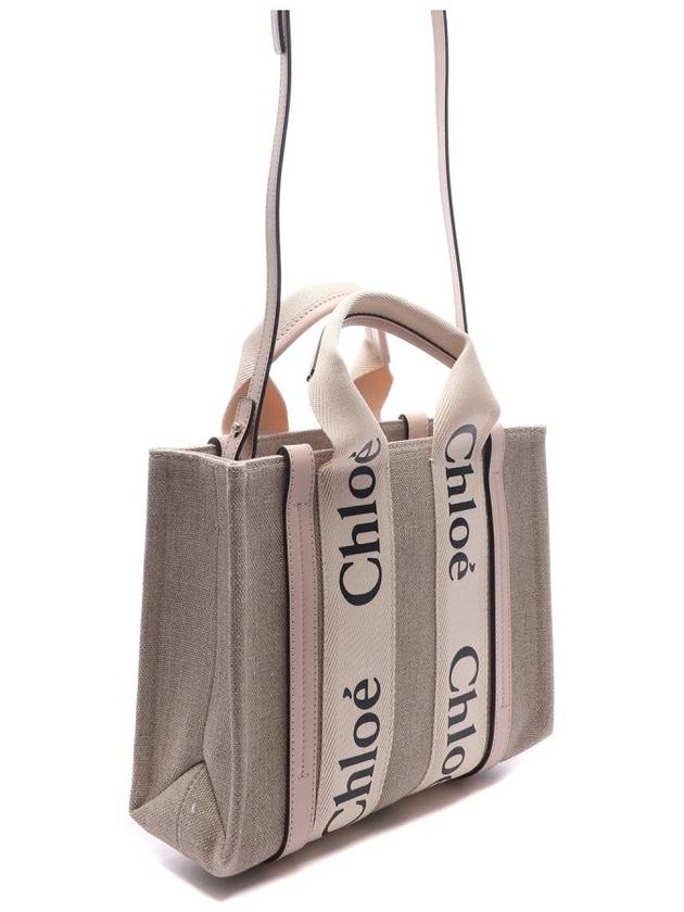 Woody Small Canvas Tote Bag Pink Beige - CHLOE - BALAAN 4