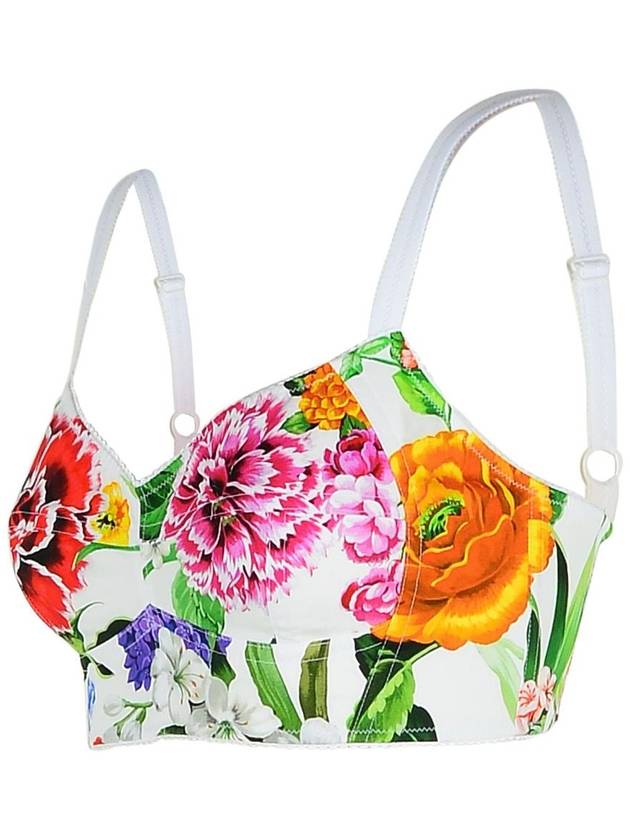 Multicolor Top With All-Over Floral Motif And Adjustable Shoulder Straps In Cotton Blend Woman - DOLCE&GABBANA - BALAAN 2