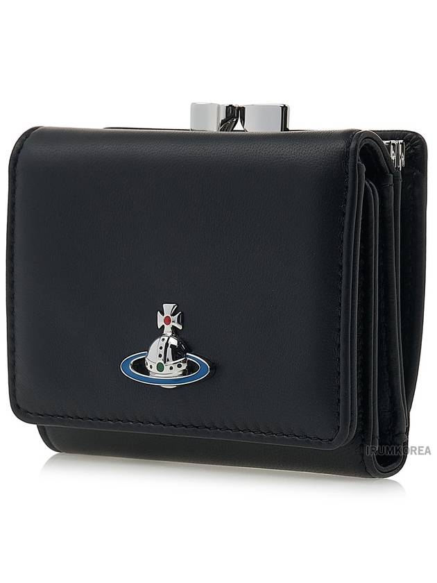 Small Frame Leather Half Wallet Black - VIVIENNE WESTWOOD - BALAAN 3