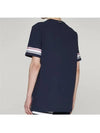 Textured Cotton Stripe Short Sleeve T-Shirt Navy - THOM BROWNE - BALAAN 4